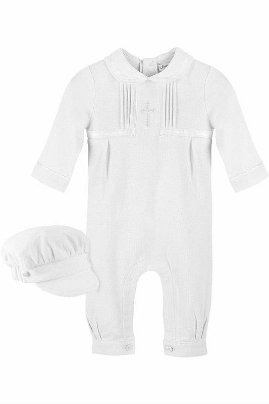 Baby Boy Christening Outfit Elegant Cross with Hat 2