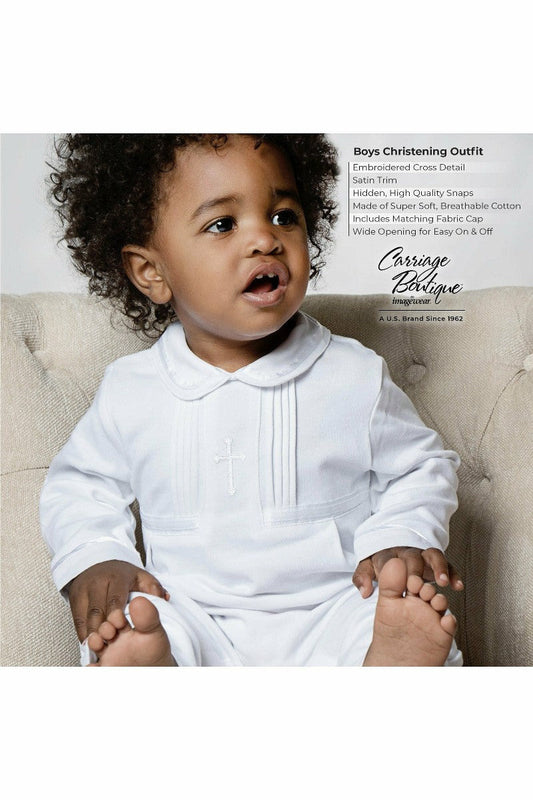 Baby Boy Christening Outfit Elegant Cross with Hat