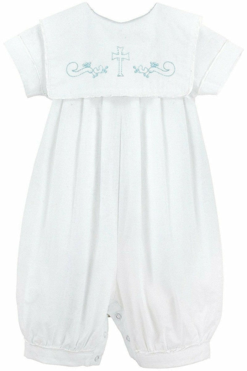 Baby Boy Christening Outfit Long Romper Embroidered Cross 3