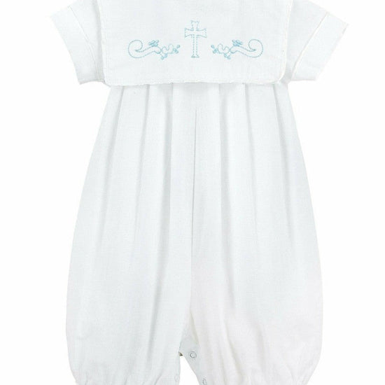 Baby Boy Christening Outfit Long Romper Embroidered Cross 4