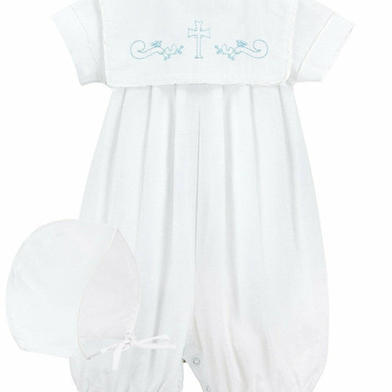 Baby Boy Christening Outfit Long Romper Embroidered Cross