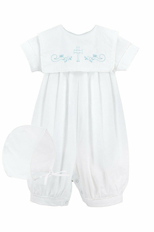 Baby Boy Christening Outfit Long Romper Embroidered Cross