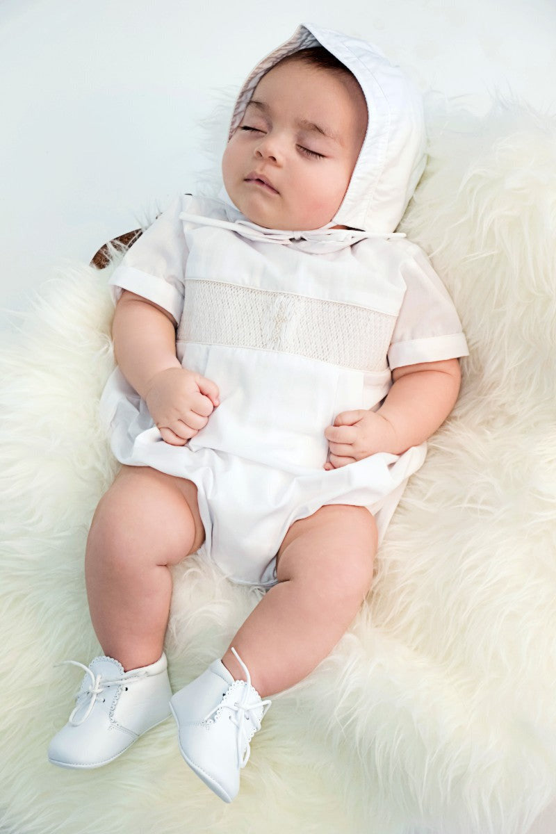 Baby Boy Christening Outfit Smocked Cross Bubble Romper 2