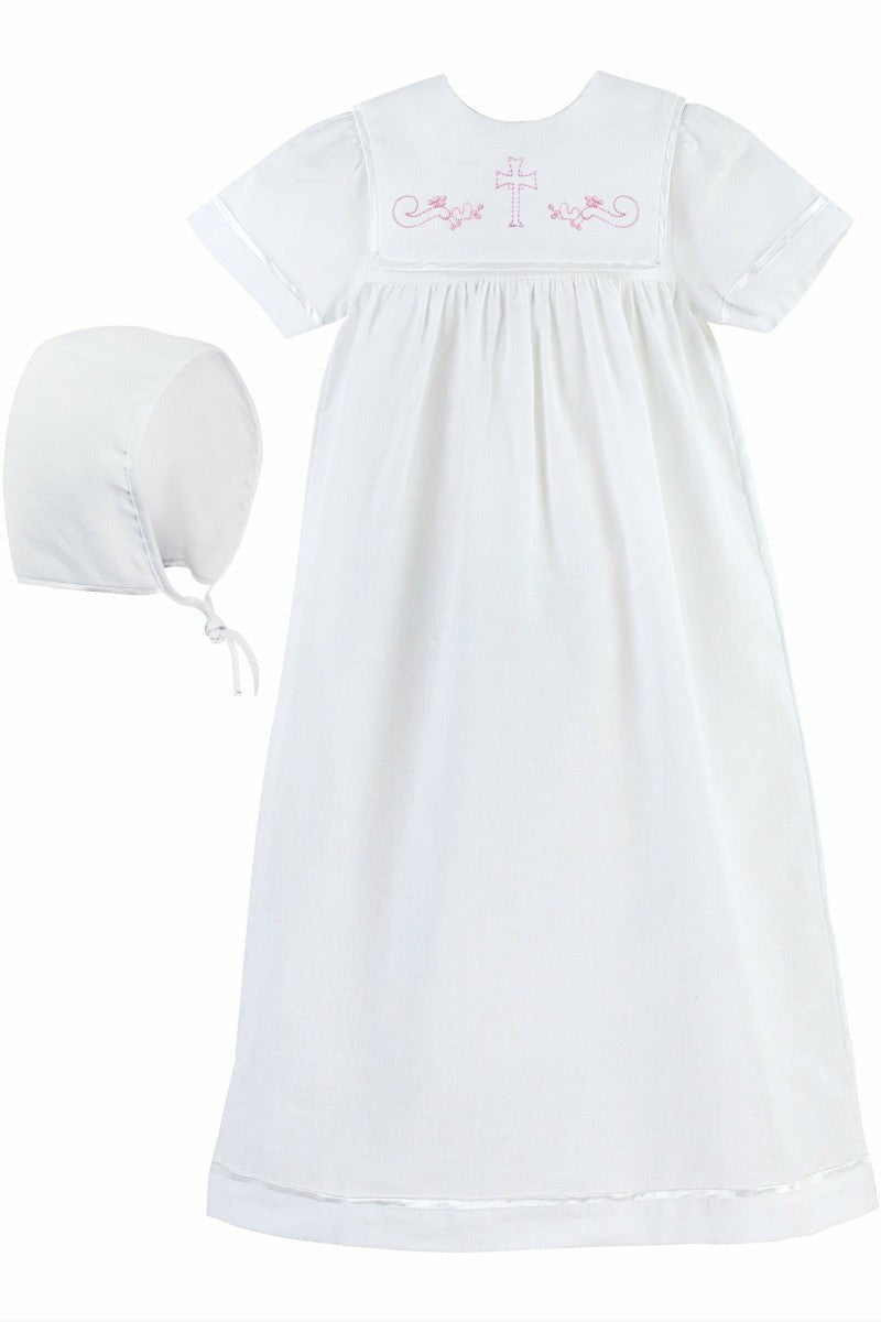 Baby Christening & Baptism Gown White with Bonnet 2