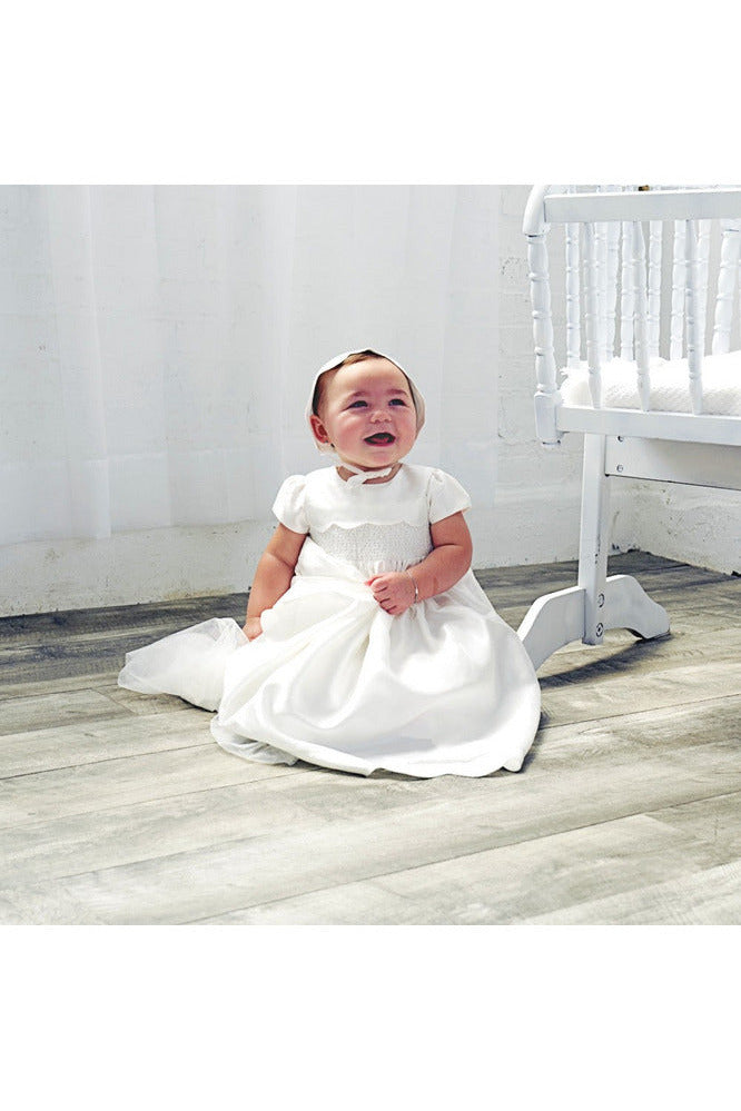 Baby Girl Baptism & Christening Gown Scallop with Bonnet Carriage Boutique Baby Girl Baptism & Christening Gown Scallop with Bonnet Carriage Boutique