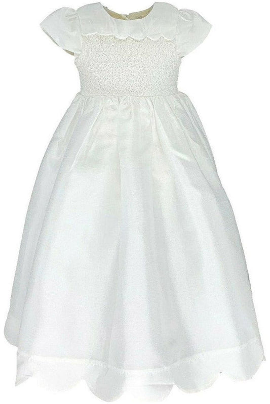 Baby Girl Baptism & Christening Gown Scallop with Bonnet 4