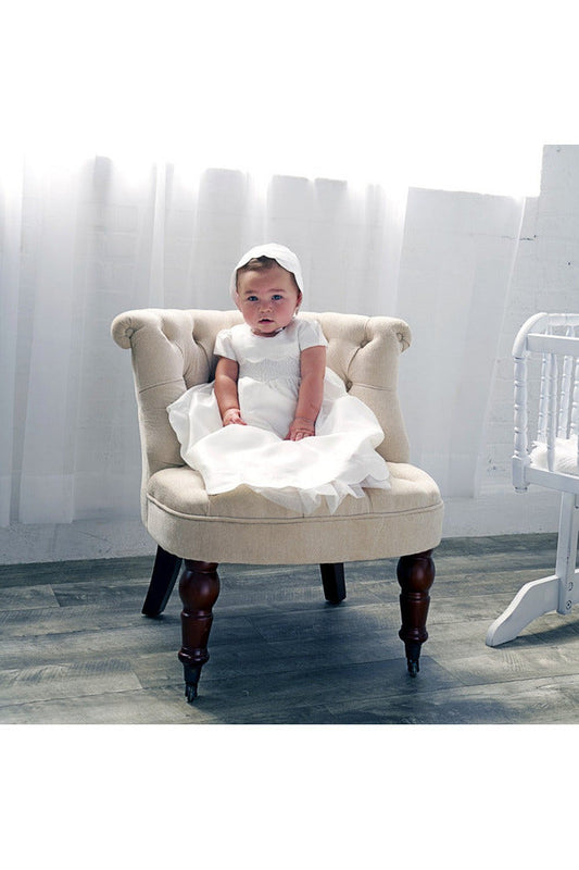 Baby Girl Baptism & Christening Gown Scallop with Bonnet