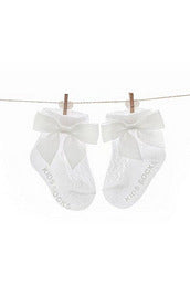 Baby Girl Christening Baptism Socks with Bow 2