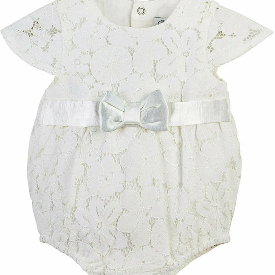 Baby Girl Christening Bubble Romper Outfit with Bonnet 2