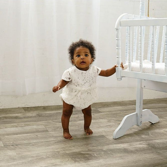 Baby Girl Christening Bubble Romper Outfit with Bonnet 5