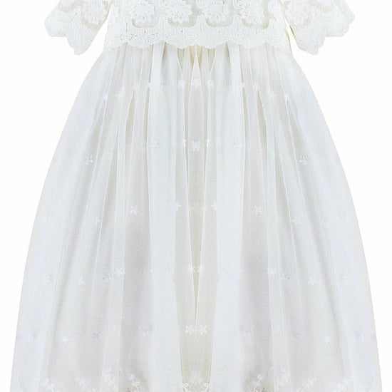 Baby Girl Christening Gown Star Lace with Bonnet 4