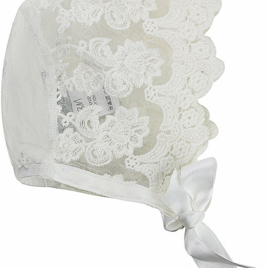 Baby Girl Christening Gown Star Lace with Bonnet 5