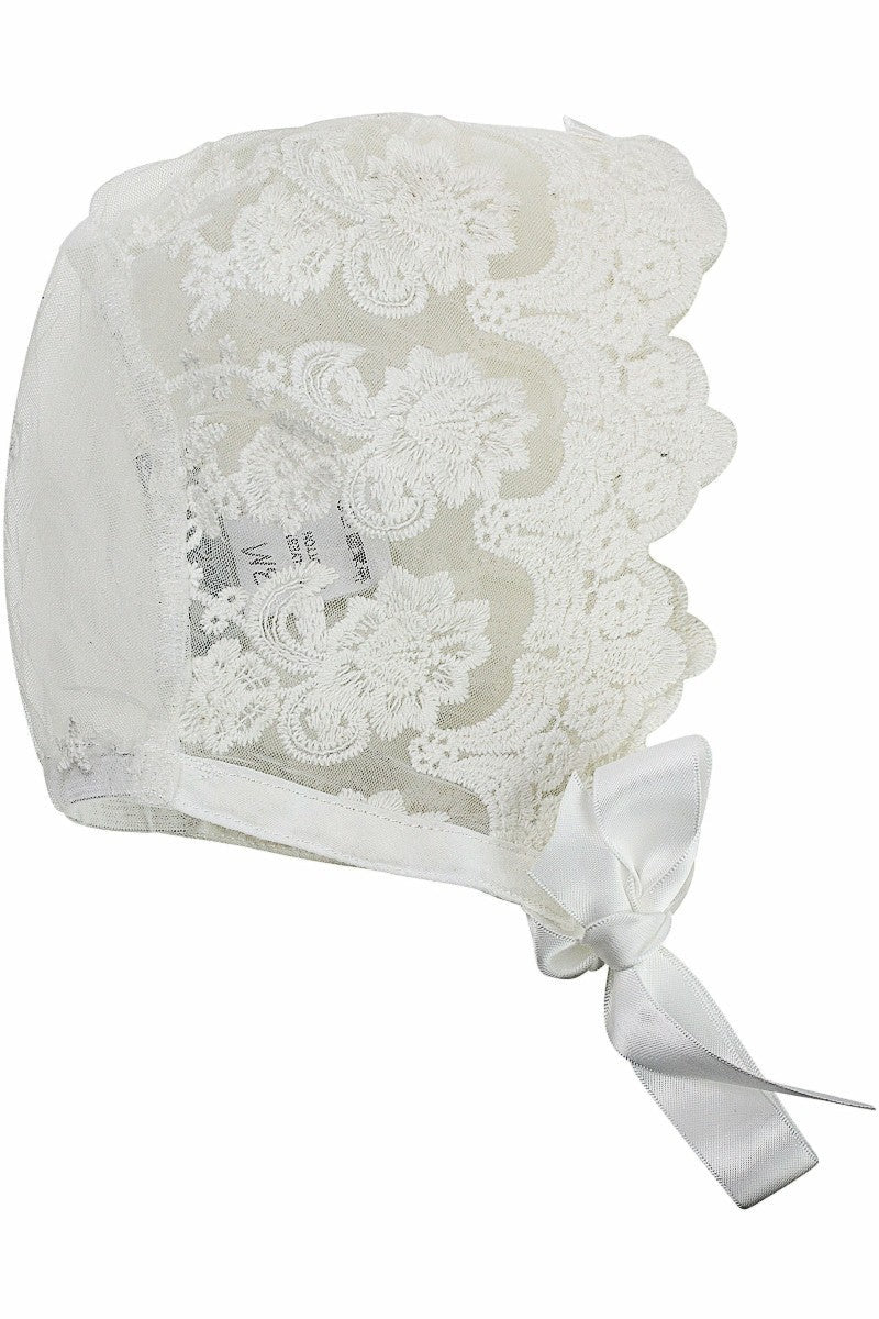 Baby Girl Christening Gown Star Lace with Bonnet 5