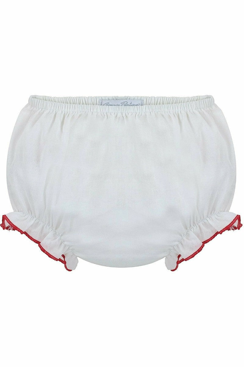 Baby Girl Diaper Cover Ruffle Red Trim 3
