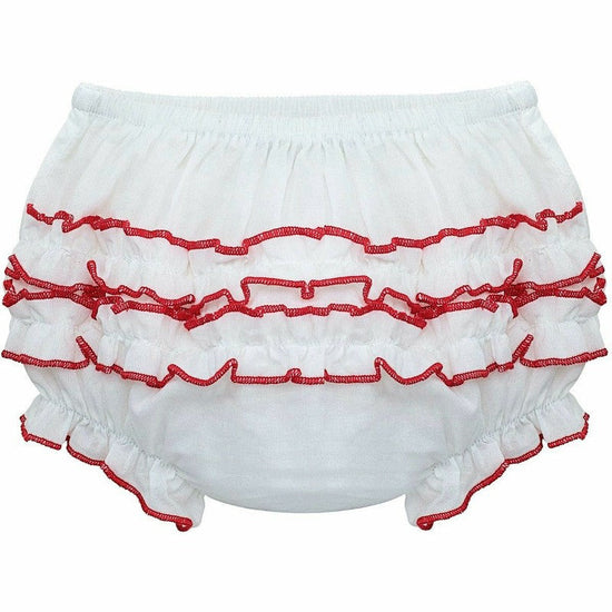 Baby Girl Diaper Cover Ruffle Red Trim