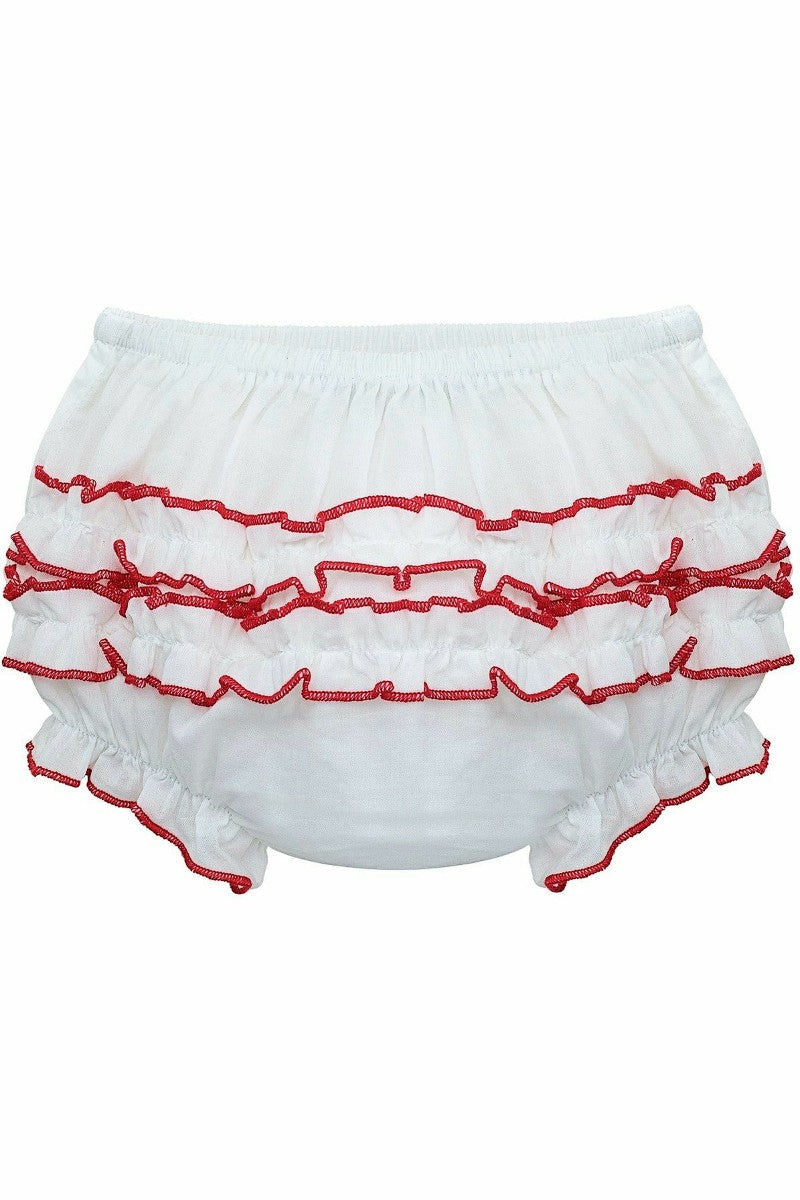 Baby Girl Diaper Cover Ruffle Red Trim