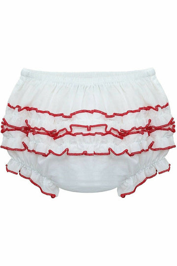 Baby Girl Diaper Cover Ruffle Red Trim