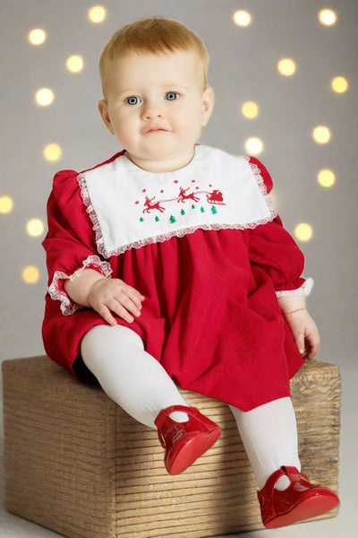 wybzd Baby Girls Autumn Christmas Red Dress Elk Print Long Sleeve