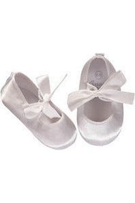 Baby Girl White Baptism Shoes with Satin Bow 2