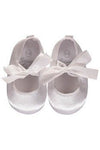 Baby Girl White Baptism Shoes with Satin Bow