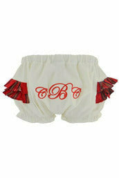 Baby Girls White Embroidered Panty with Plaid Ruffles - Carriage Boutique