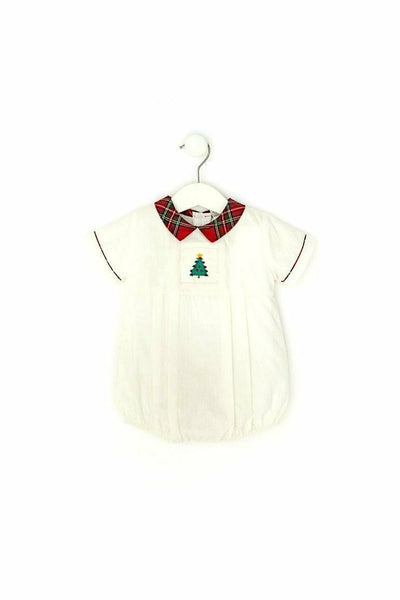 Hand Smocked Christmas Baby Boy Romper - Carriage Boutique