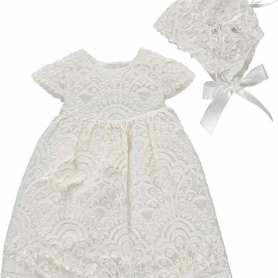 Baptism & Christening Lace Dress with Bonnet 3