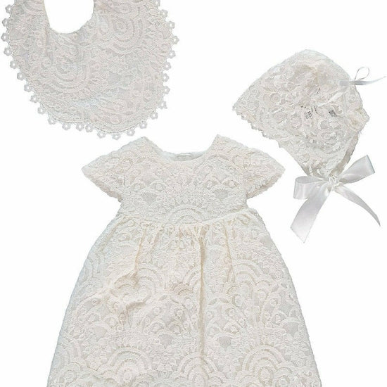 Baptism & Christening Lace Dress with Bonnet 4