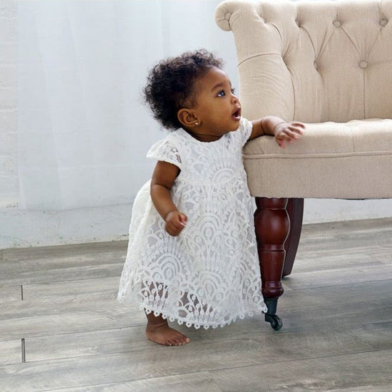 Baptism & Christening Lace Dress with Bonnet