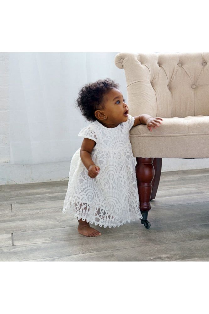 Baptism & Christening Lace Dress with Bonnet