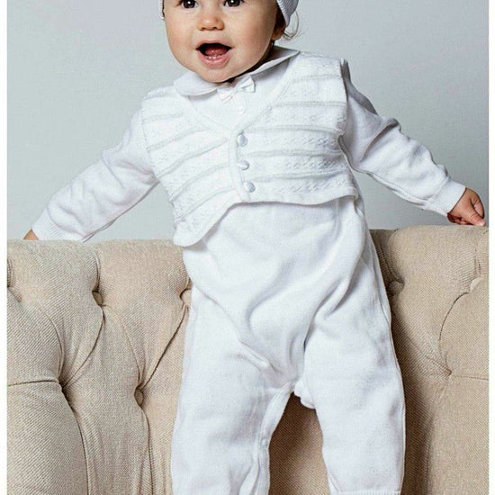 Boys-Long-Christening-Baptism-Outfit-Set-Vest-Hat 3
