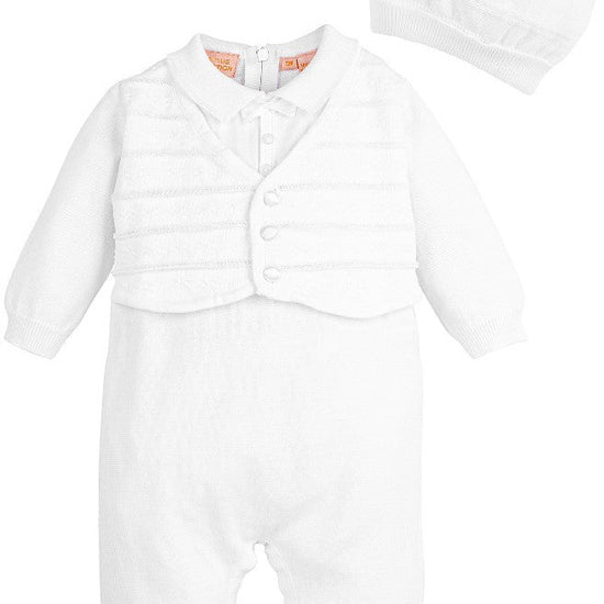 Boys-Long-Christening-Baptism-Outfit-Set-Vest-Hat 4