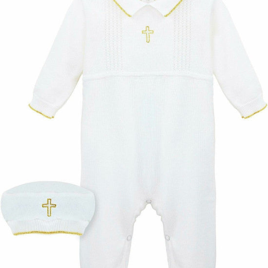 Boys' Long Christening & Baptism Outfit Set – Gold Cross by Carriage Boutique 2