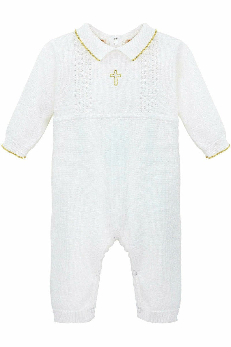 Boys' Long Christening & Baptism Outfit Set – Gold Cross by Carriage Boutique 3