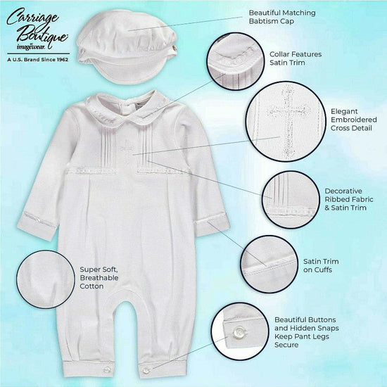 
Boys' Long Christening & Baptism Outfit Set – Soft Cotton with Cross by Carriage Boutique 7