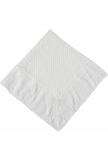 Christening Blanket Shawl Belgium Lace with White Ribbon - Carriage Boutique