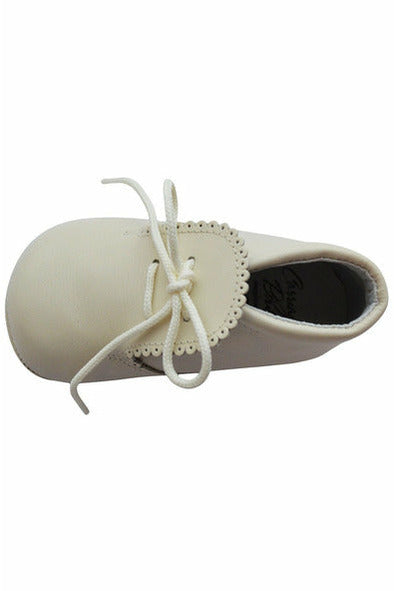 Baby Boys Leather Soft Sole Shoes w/ Laces - Beige Leather [product_tags] - Carriage Boutique