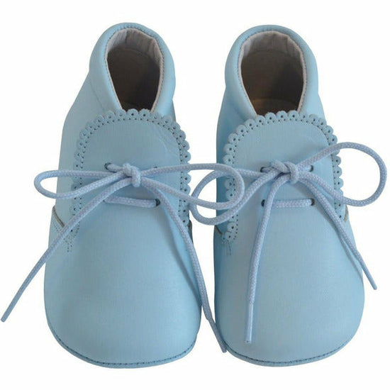 Leather Soft Sole Baby Boy Shoes w/ Laces Blue Leather