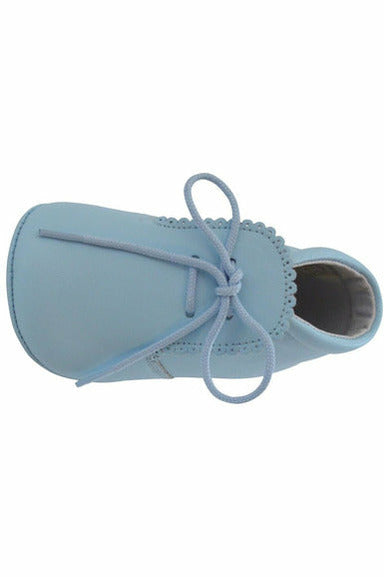 Baby Boys Leather Soft Sole Shoes w/ Laces - Blue Leather [product_tags] - Carriage Boutique