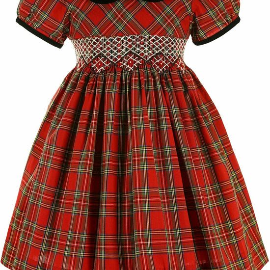 Toddler Red Plaid Party Short Sleeve Yoke Dress Carriage Boutique Toddler Red Plaid Party Short Sleeve Yoke Dress Carriage Boutique