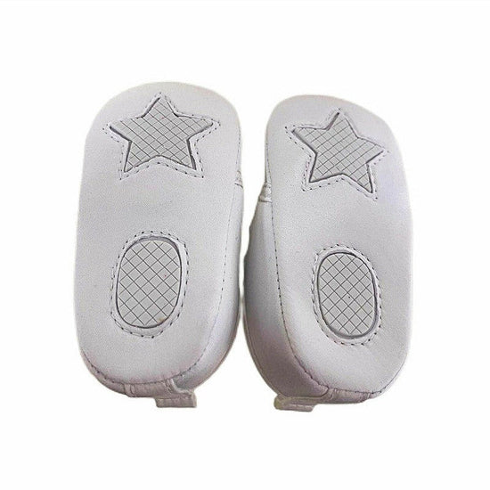 Quilted Baby Boy White Christening & Baptism Shoes 2