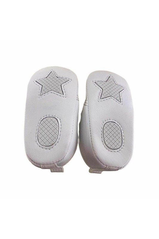 Quilted Baby Boy White Christening & Baptism Shoes 2