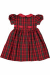 Red Plaid Group Short Sleeve Dress Back View - Carriage Boutique