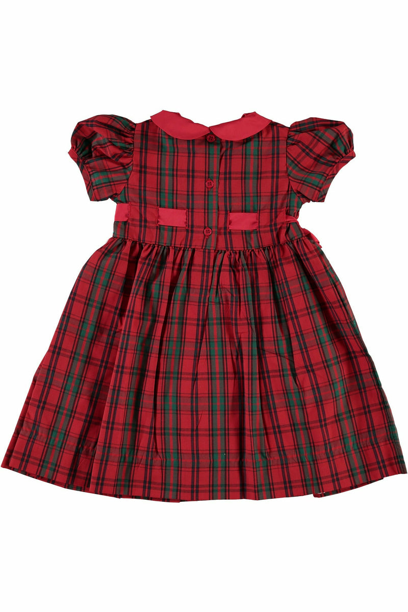 Red Plaid Group Short Sleeve Dress Back View - Carriage Boutique