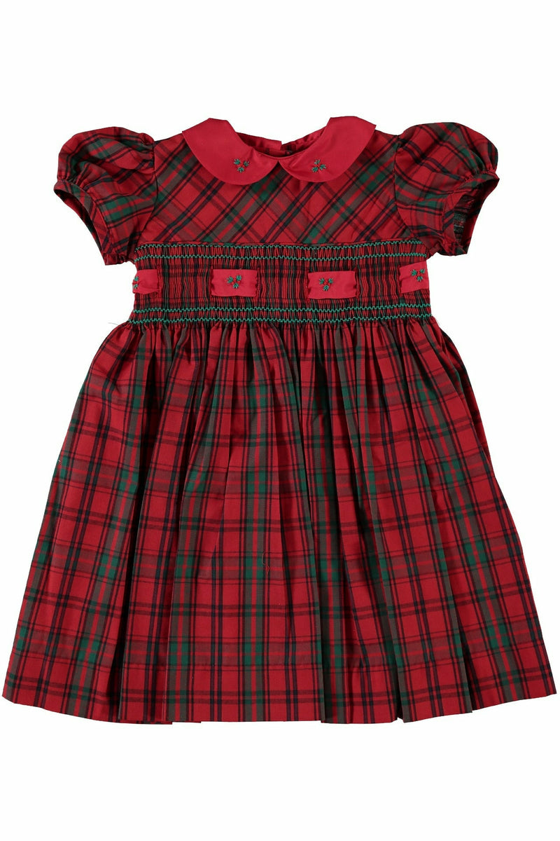Red Plaid Group Short Sleeve Dress Front View- Carriage Boutique