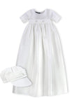 Satin White Long Baby Boy Christening Gown & Baptism Outfit  with Hat 4