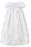 Satin White Long Baby Boy Christening Gown & Baptism Outfit with Hat 6