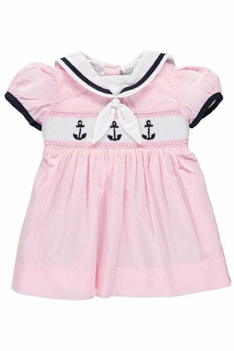 Carriage Boutique Toddler Girl Smocked Dress Anchor Pink 