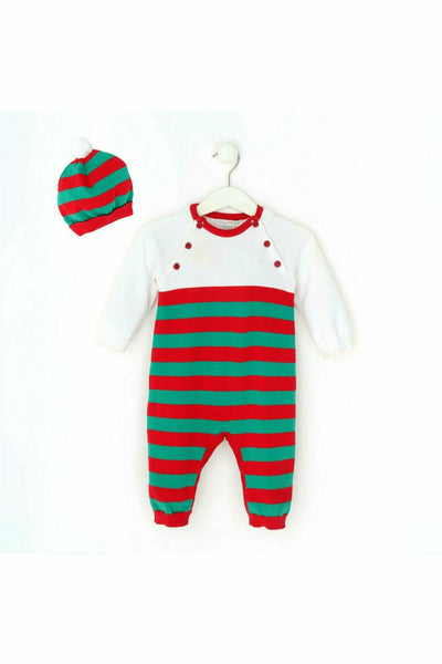 Striped Baby Romper with Matching Hat