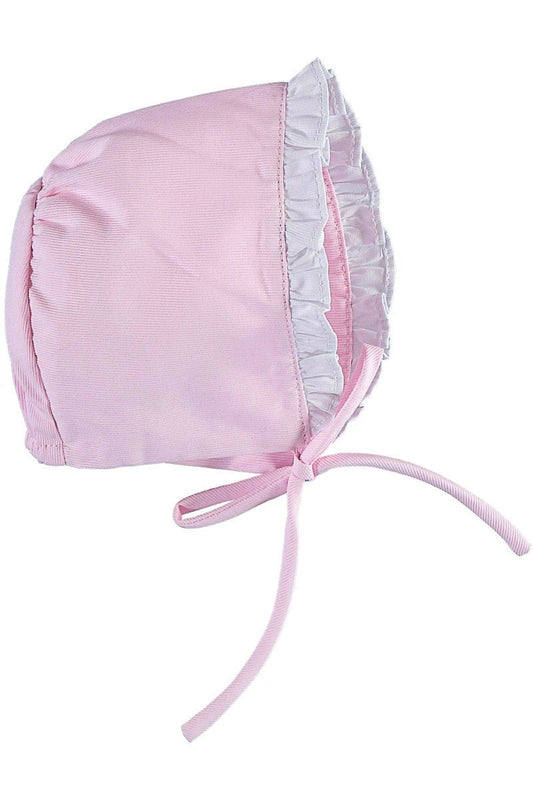 Pink Easter Shadow Baby Girl Bonnet with Ties - Carriage Boutique